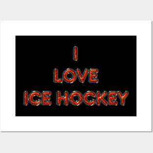 I Love Ice Hockey - Orange Posters and Art